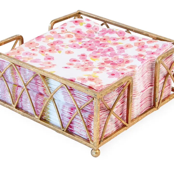 Paper Cocktail Napkin Metal Caddy Arch Gold Leaf