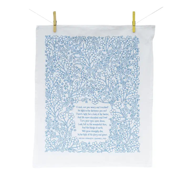 Turn Your Eyes Upon Jesus Hymn Tea Towel — 24"x20