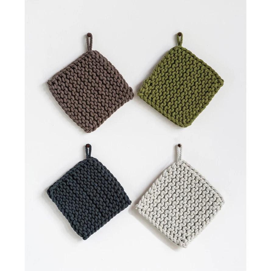 Cotton Crocheted Pot Holder, Multiple Colors