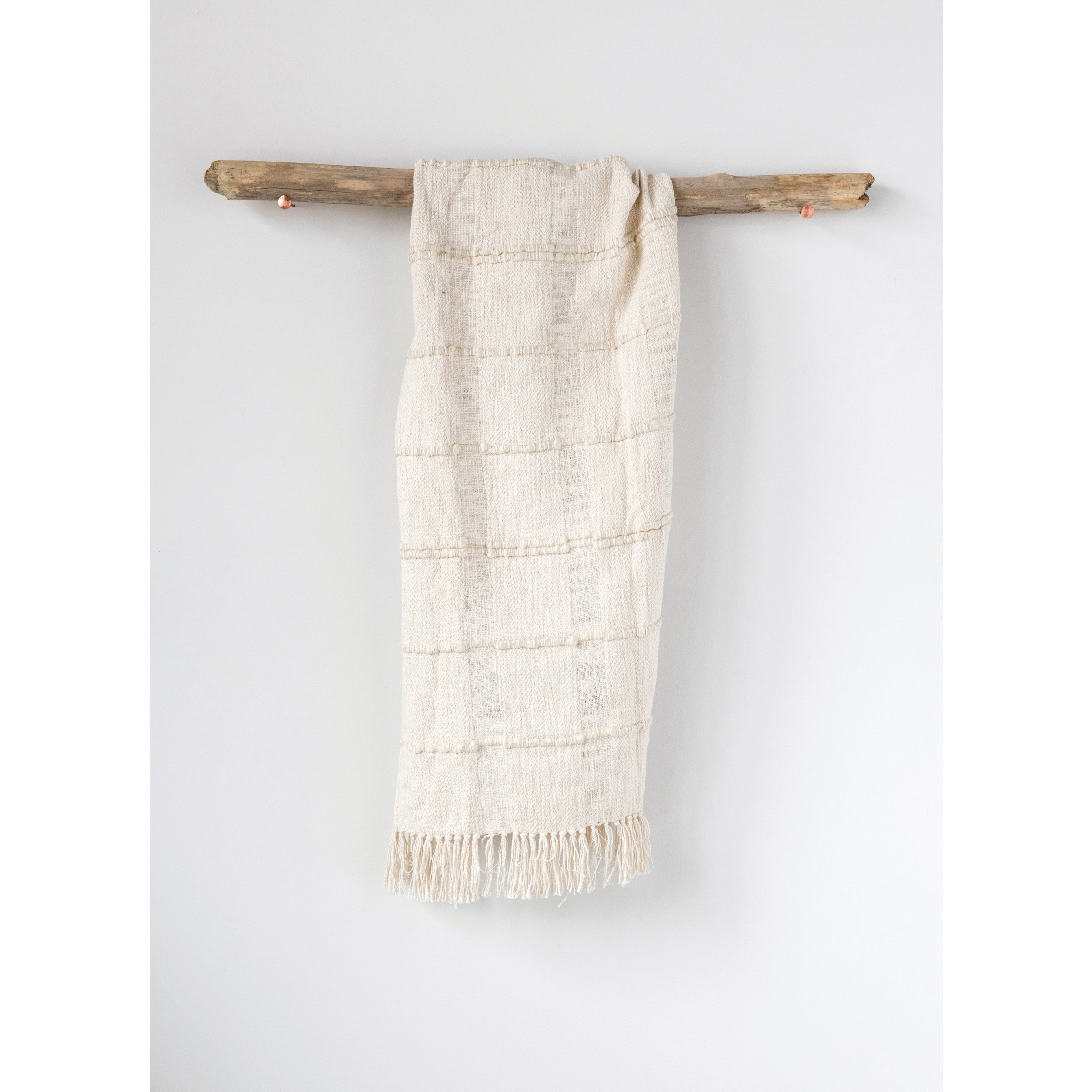 Cotton Blend Chenille Throw, Cream