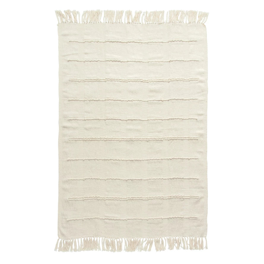 Cotton Blend Chenille Throw, Cream