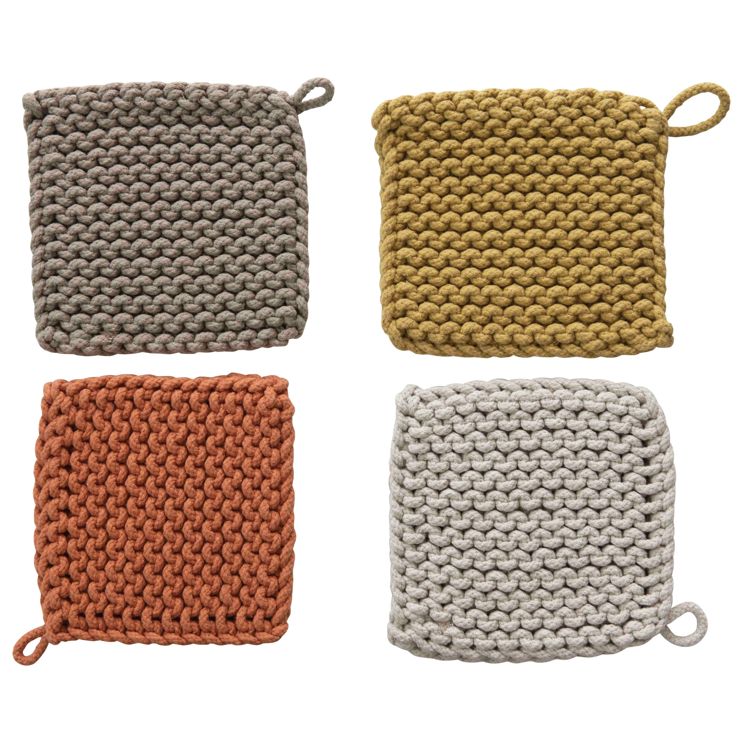 Cotton Crocheted Pot Holder, 4 Colors