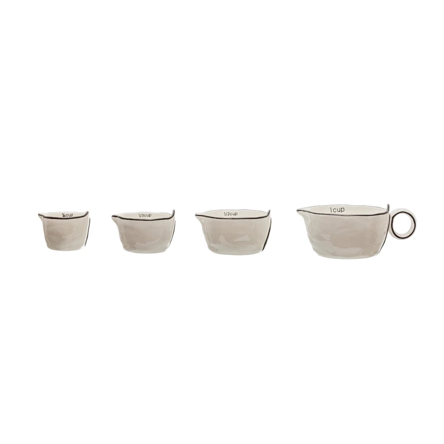 White Stoneware Measuring Cups, Set of 4 Cups