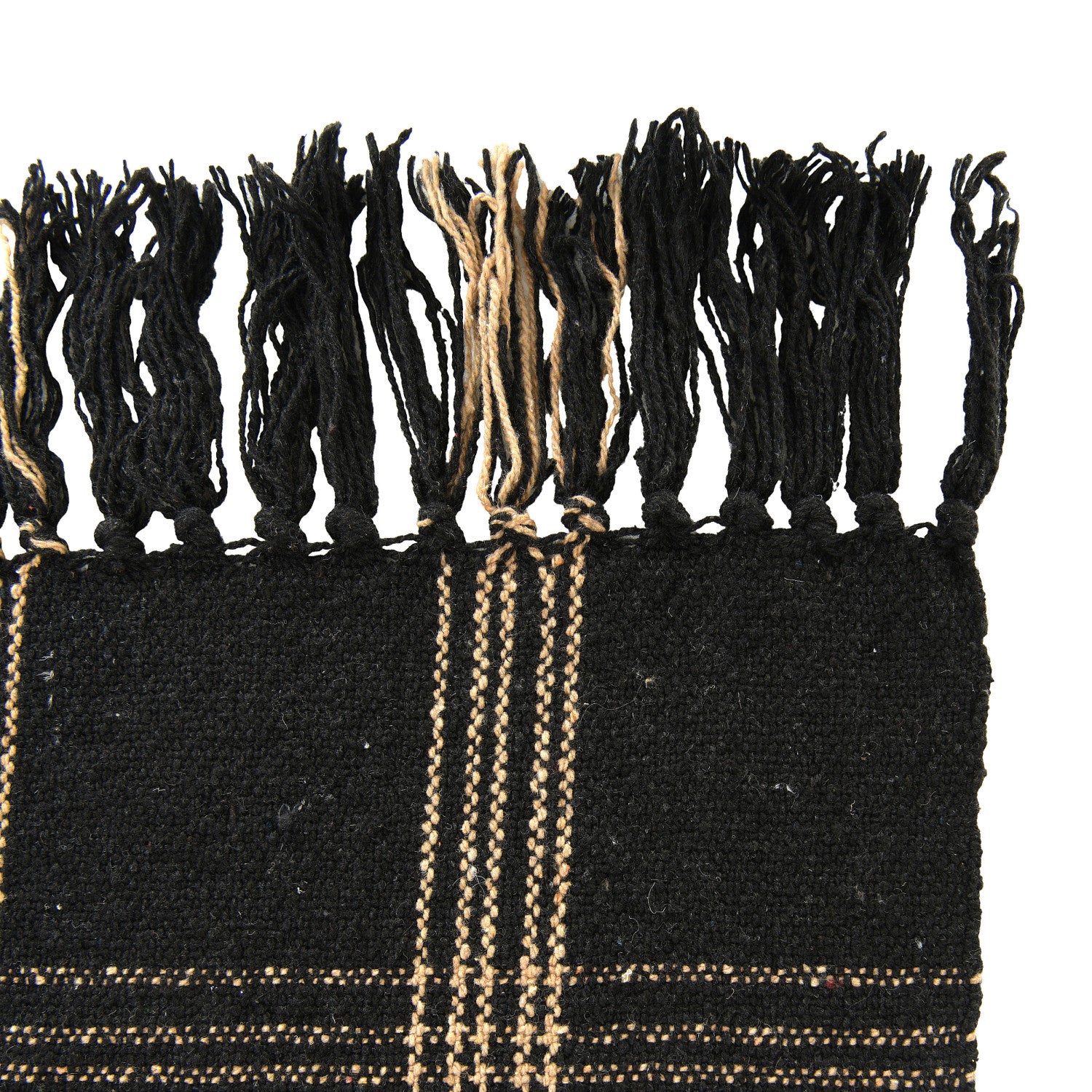 Woven Cotton Blend Throw with Fringe