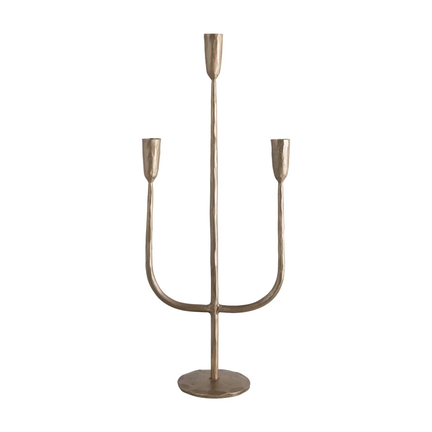 Hand-Forged Metal Candelabra with Antique Finish
