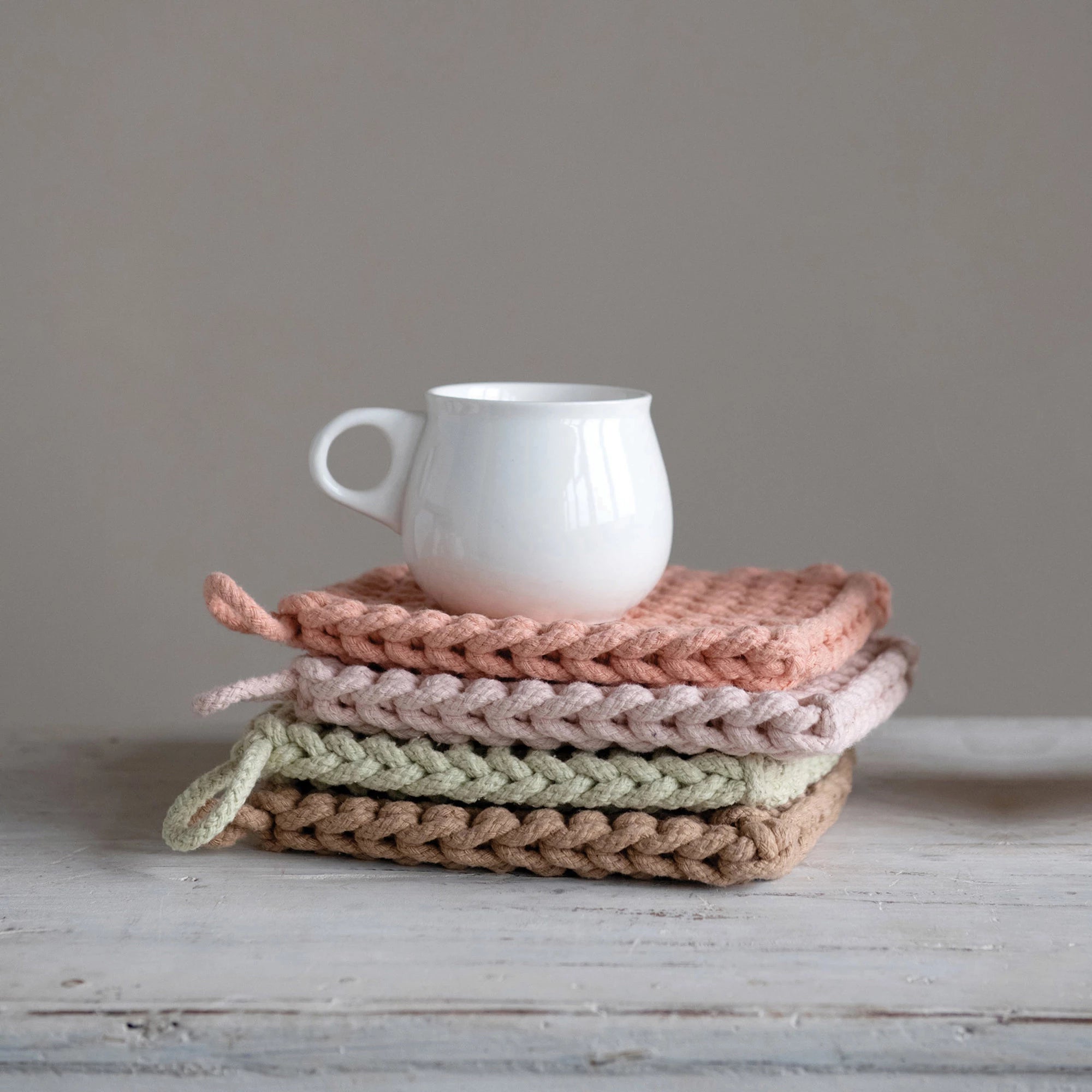 Cotton Crocheted Potholder, 4 Colors