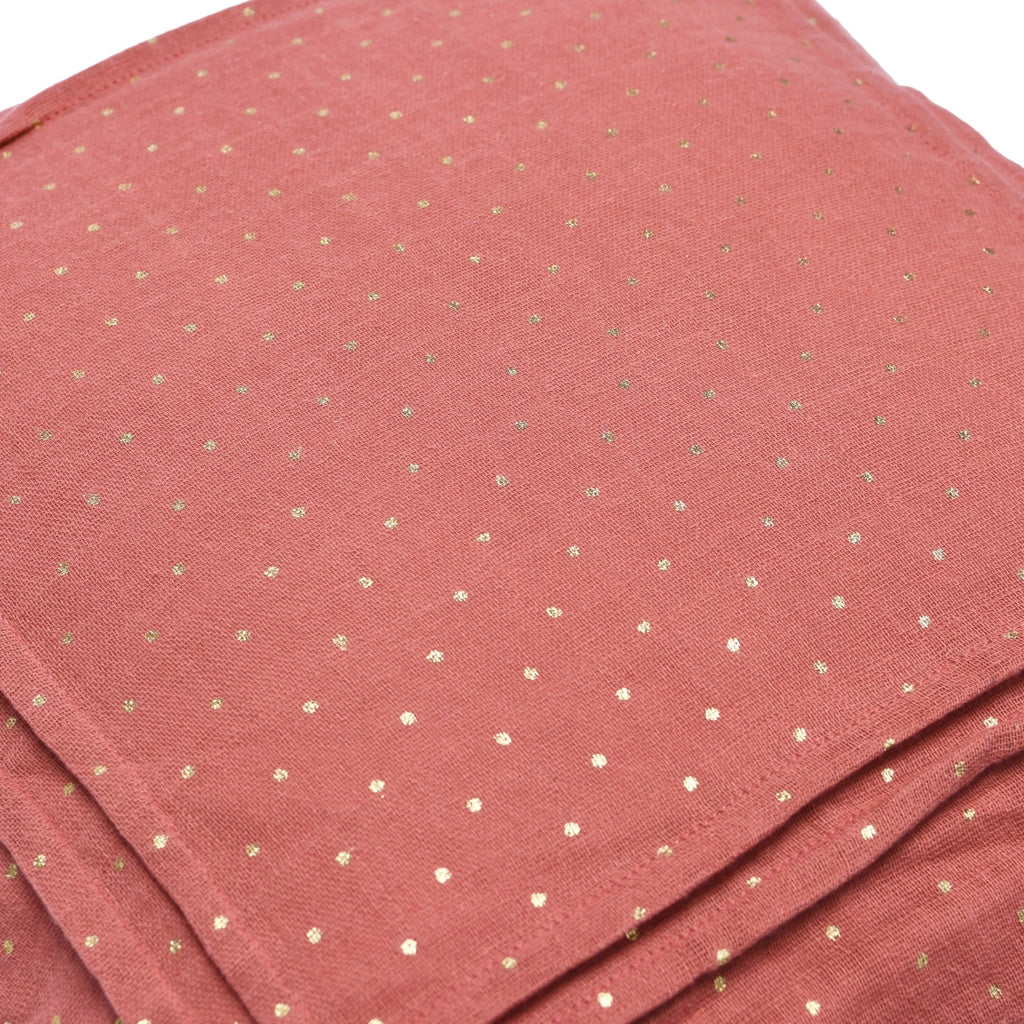 Cotton Double Cloth Pleated Pillow with Gold Foil Dots