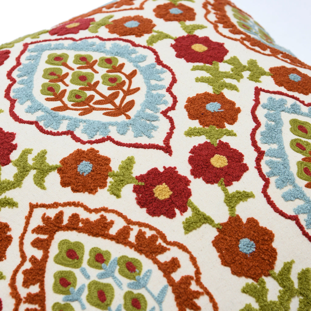 Cotton Embroidered Pillow with Pattern