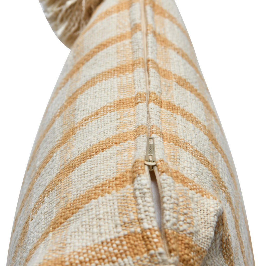 Woven Cotton Slub Plaid Pillow with Tassels