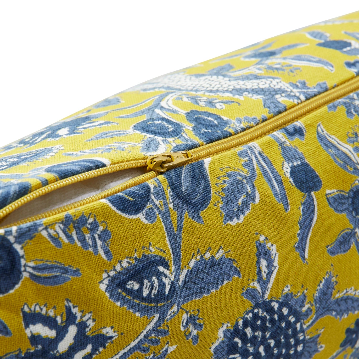 Pillow w/ Floral Pattern & Yarn-Wrapped Tassels