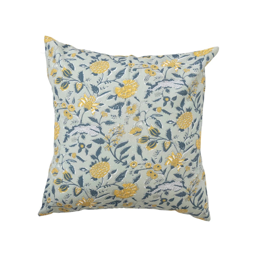 Cotton Pillow with Floral Pattern