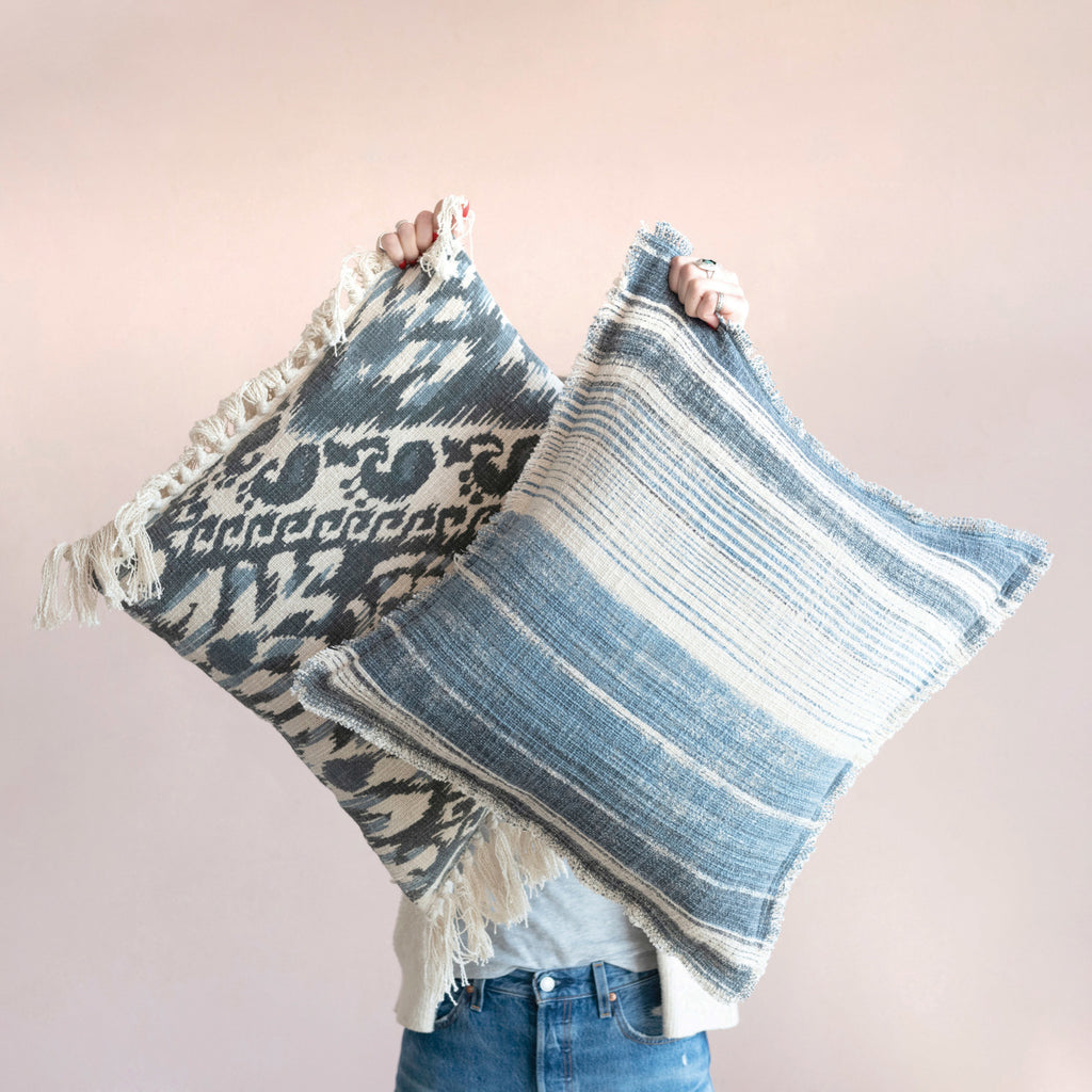 Stonewashed Woven Cotton Blend Pillow