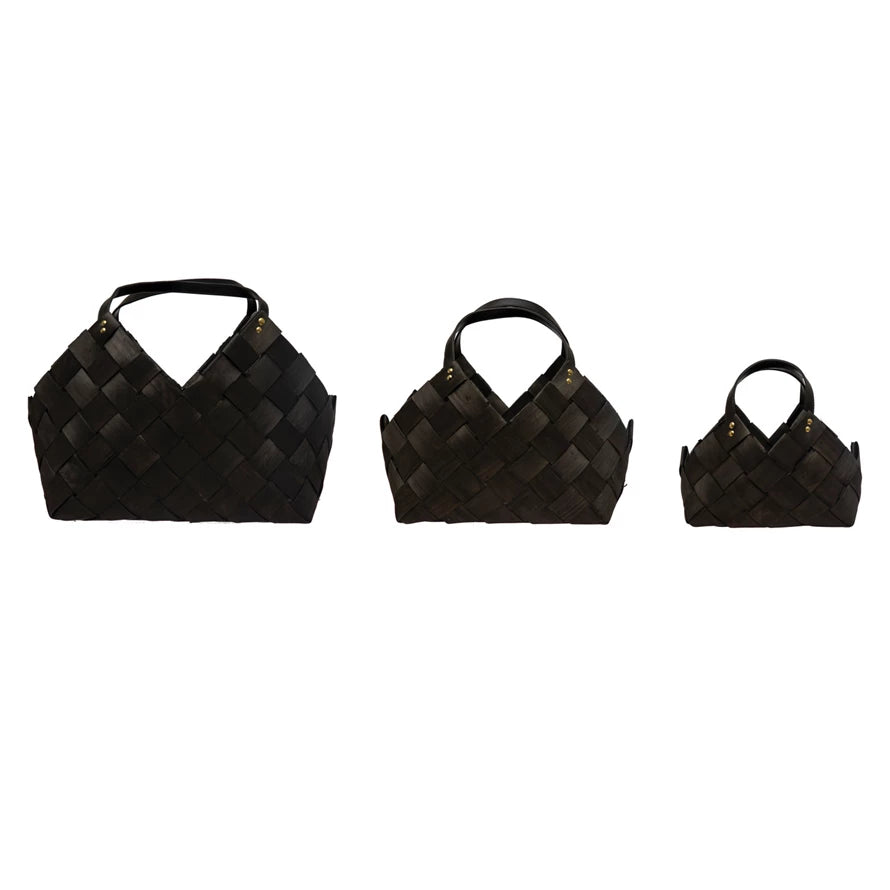 Woven Wood Baskets with Handles