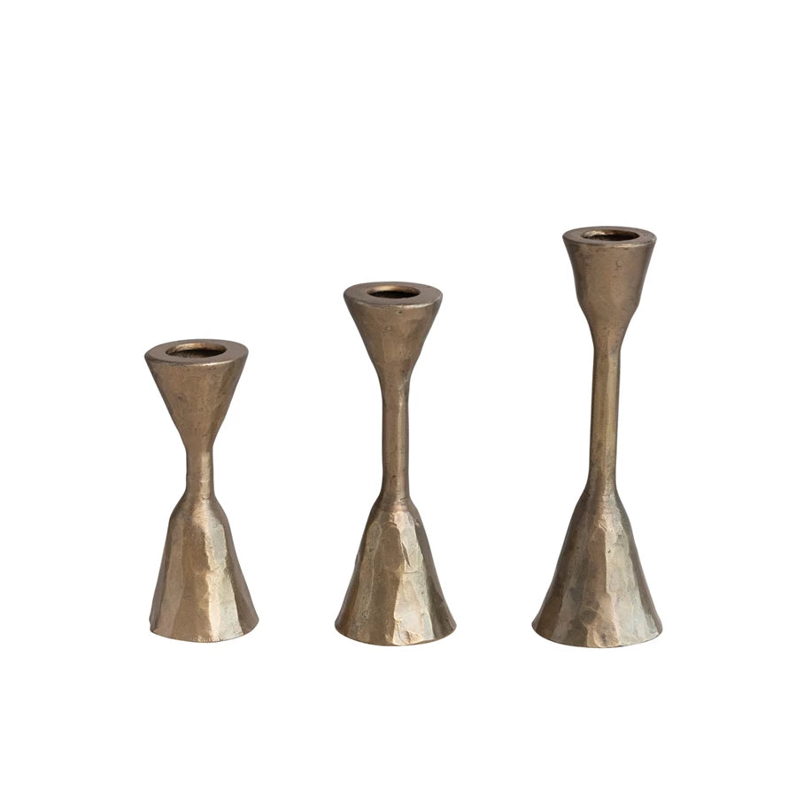 Antique Brass Hand-Forged Iron Taper Holders
