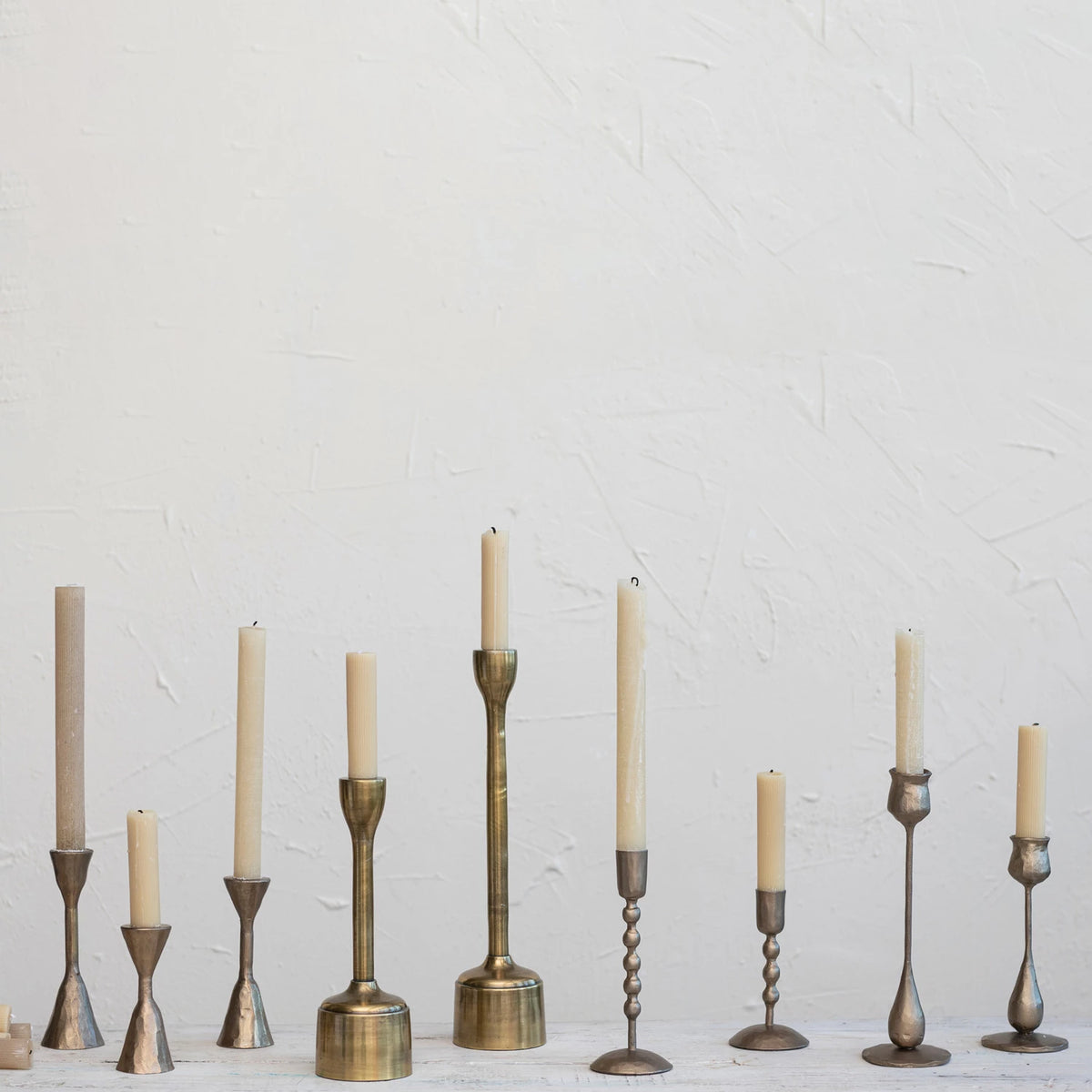 Antique Brass Hand-Forged Iron Taper Holders