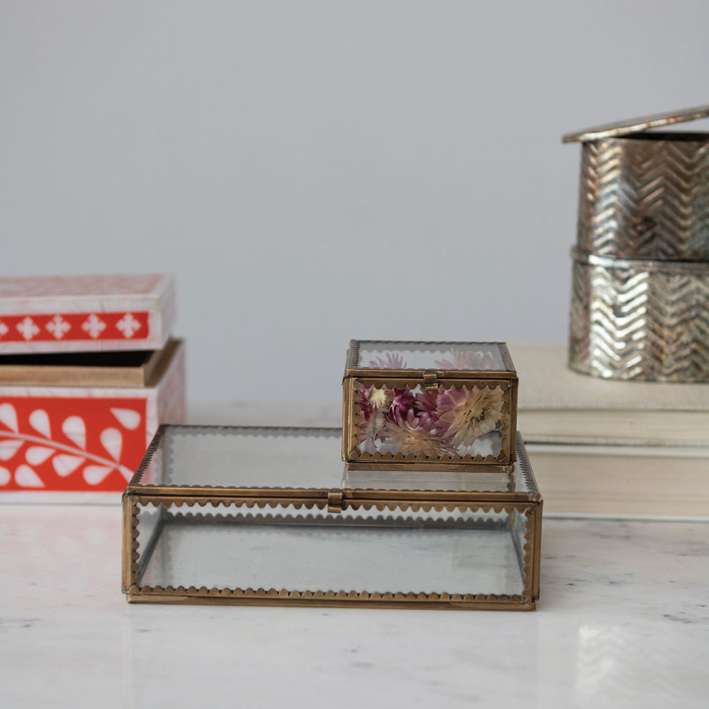 Brass and Glass Display Box with Scalloped Edges