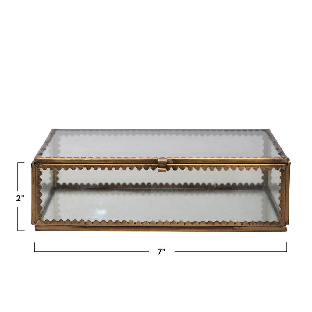 Brass and Glass Display Box with Scalloped Edges