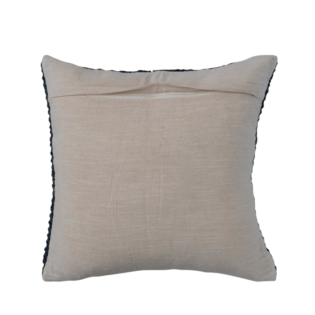 Woven Cotton Cable Knit Pillow With Pattern, Polyester Fill