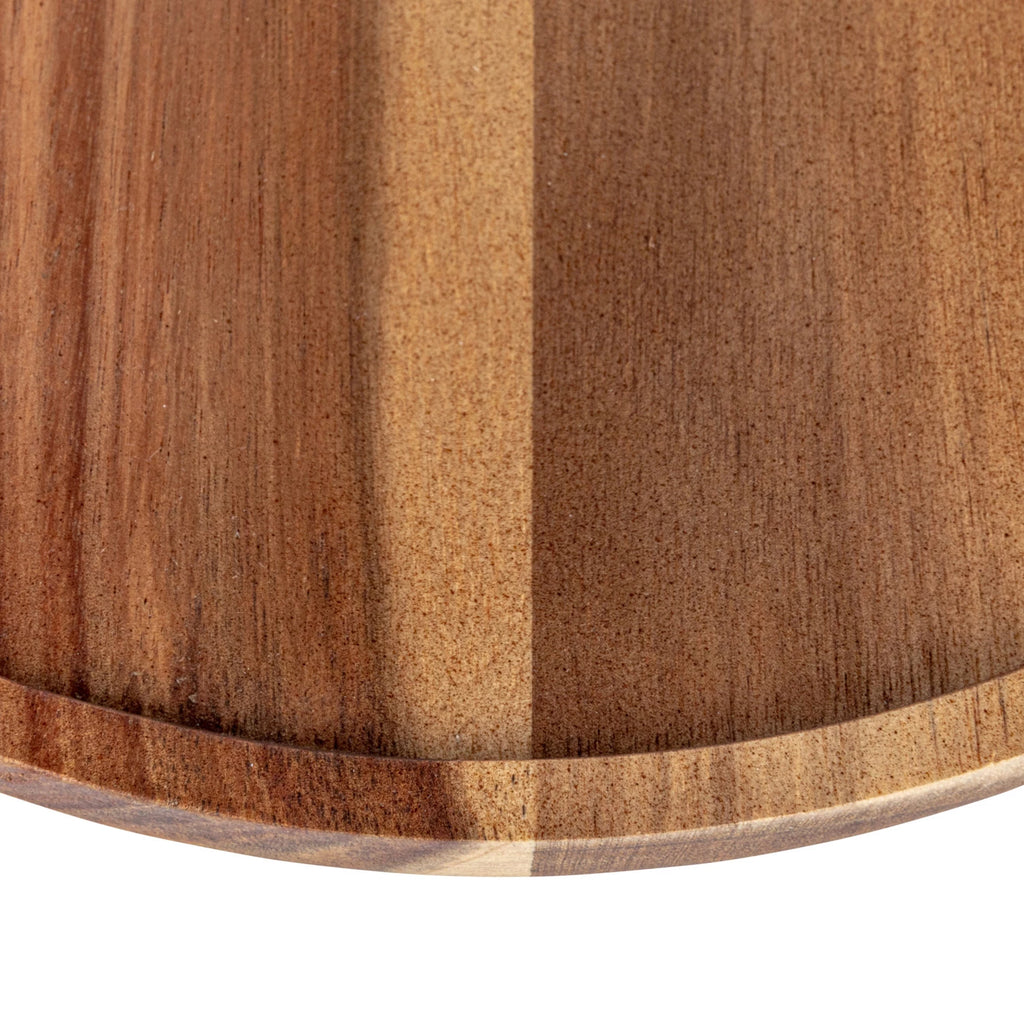 Acacia Wood Pedestal w/ Fluted Glass Cloche