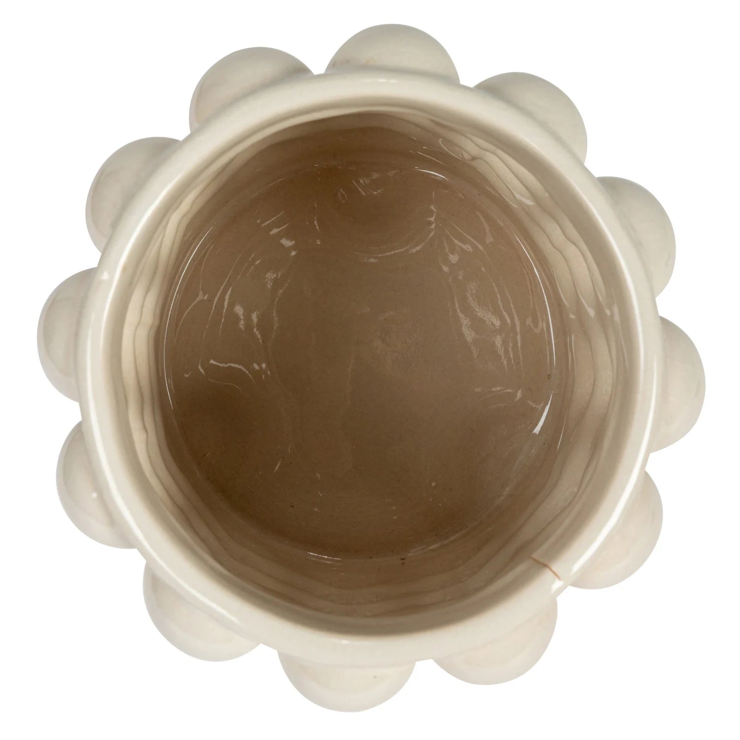 Stoneware Canister w/ Raised Dots & Acacia Wood Lid & Natural