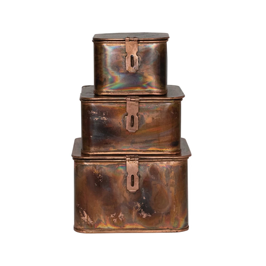 Decorative Metal Boxes, Burnt Copper Finish