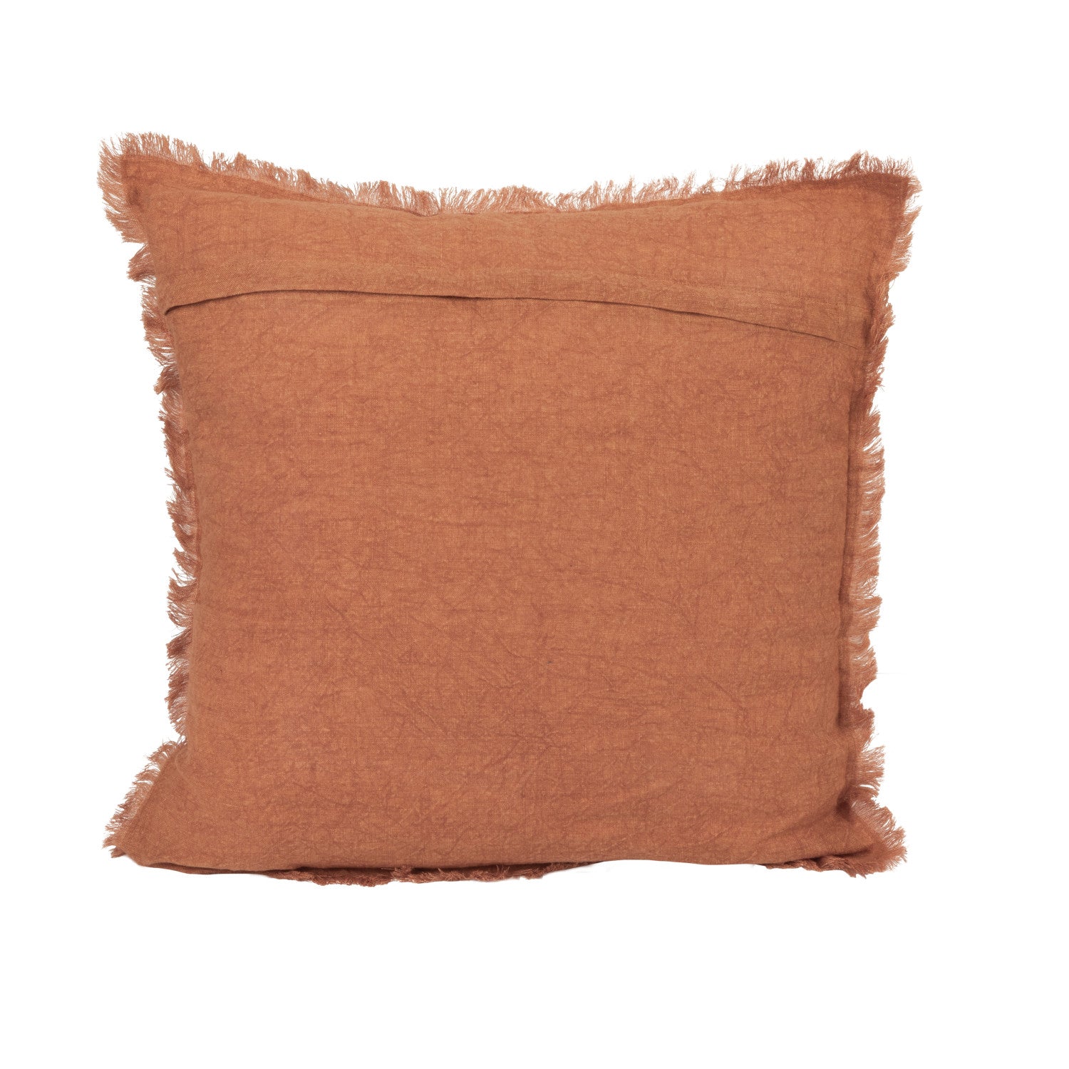 20" Square Stonewashed Linen Pillow with Fringe