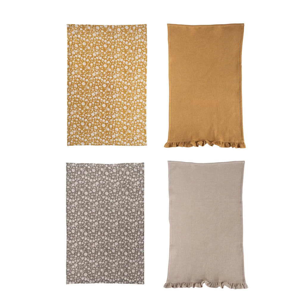 Cotton Slub Printed & Cotton Waffle Tea Towels