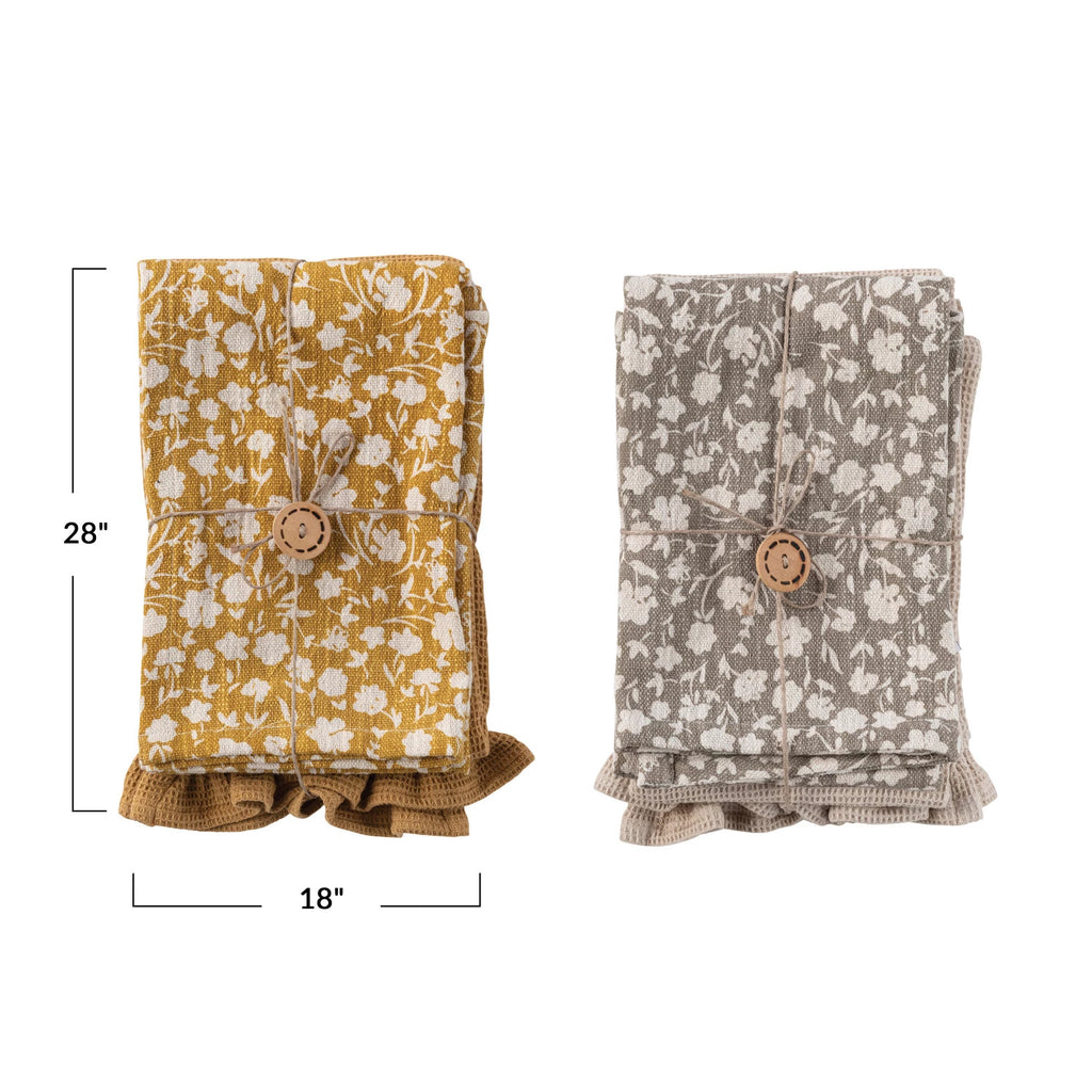 Cotton Slub Printed & Cotton Waffle Tea Towels