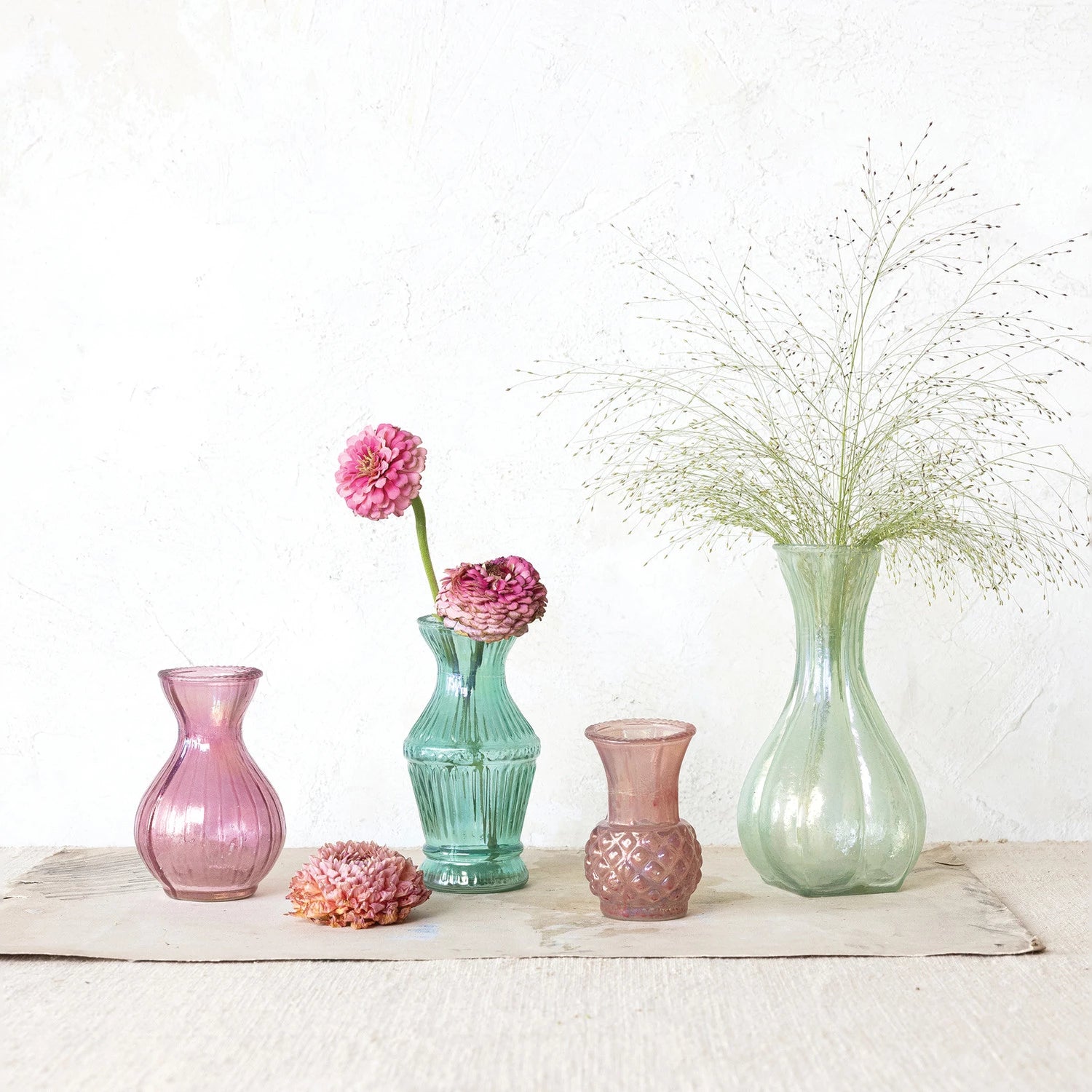 Debossed Glass Vases