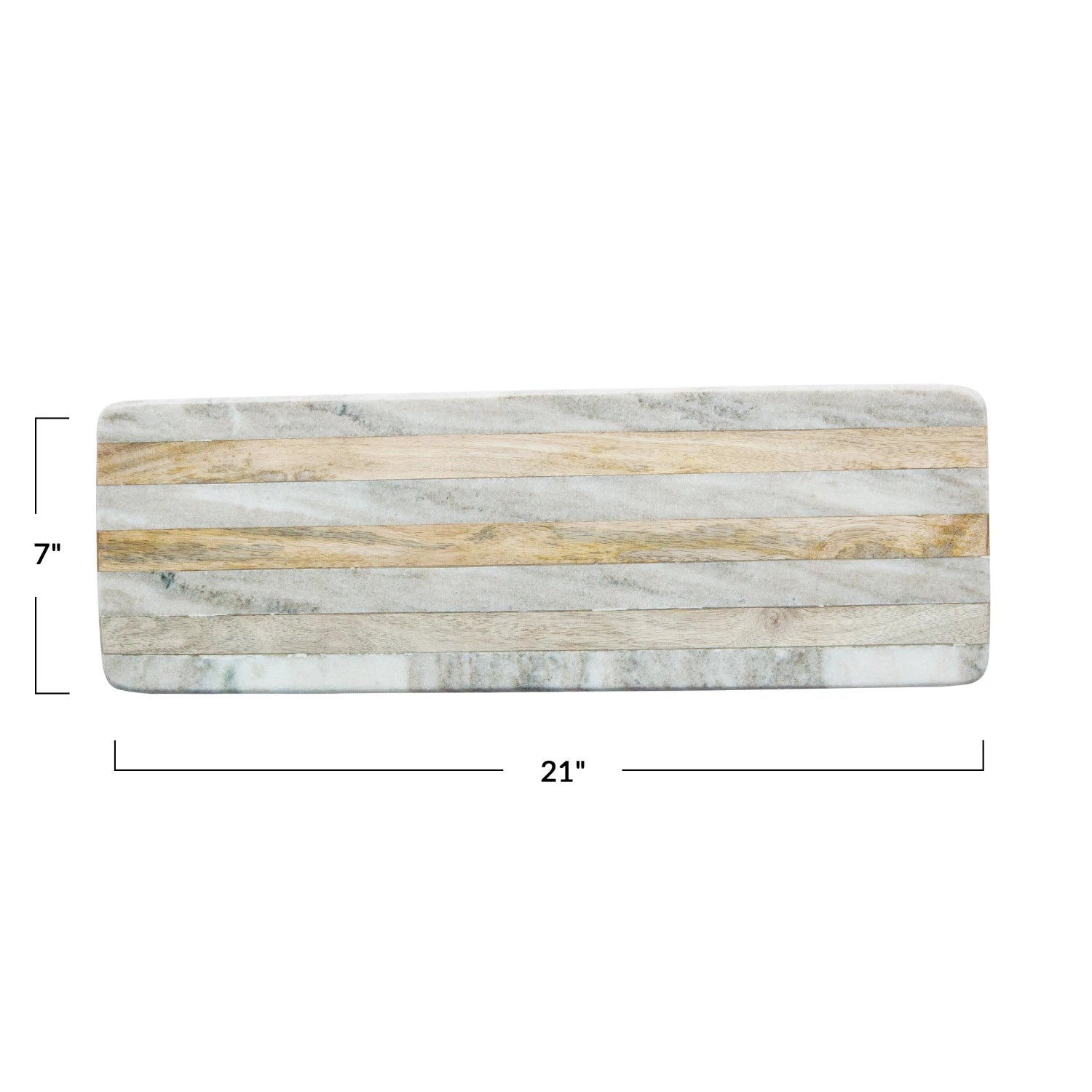 Marble & Mango Wood Cheese/Cutting Board with Stripes