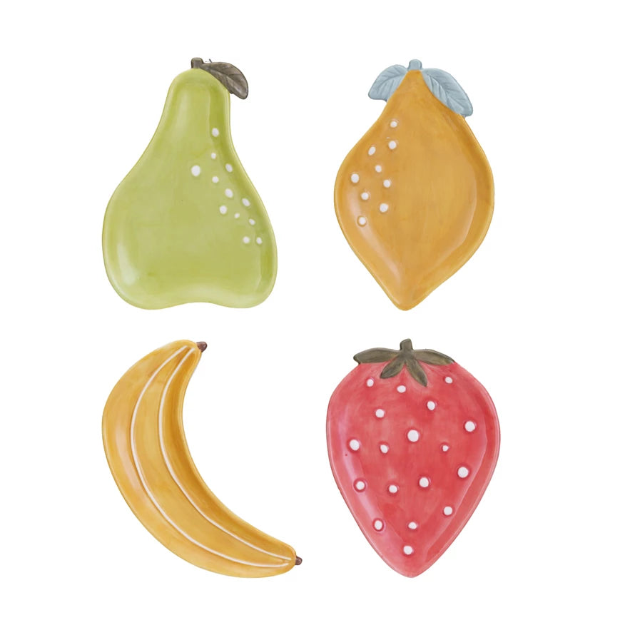 Embossed Stoneware Fruit Shaped Dish, 4 Styles