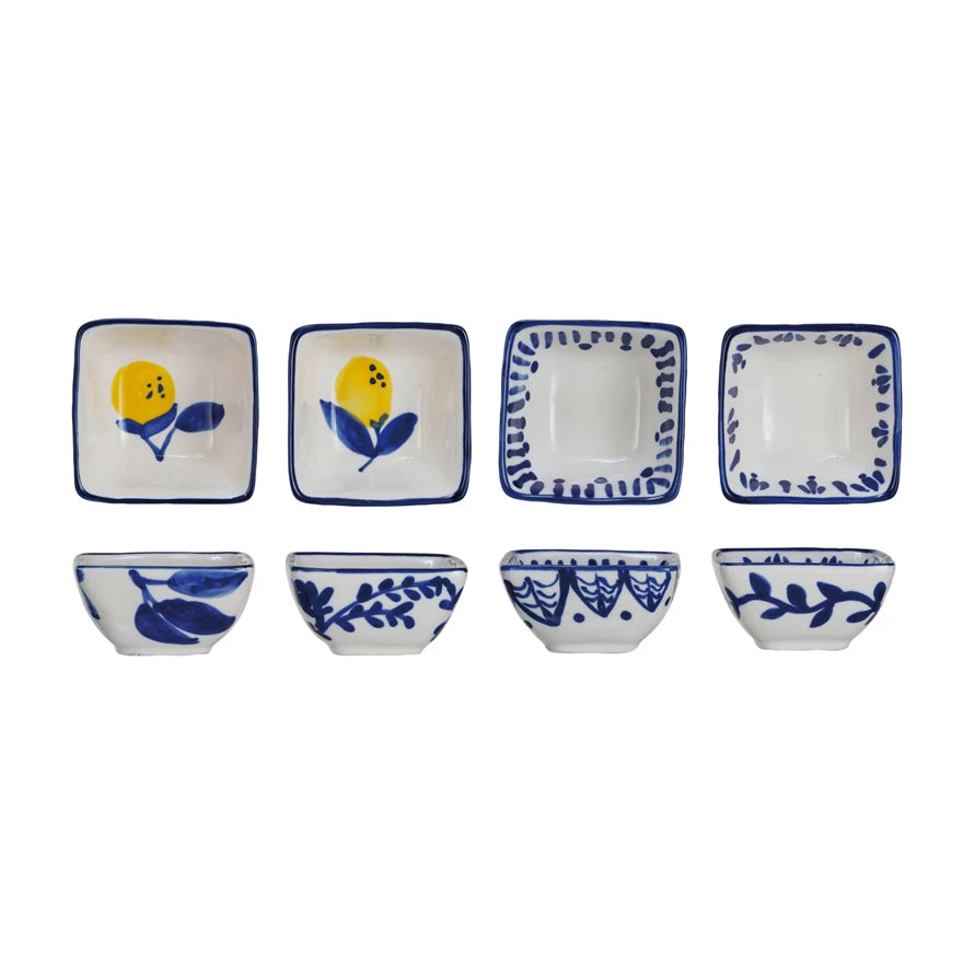 Hand-Painted Stoneware Dish with Lemons