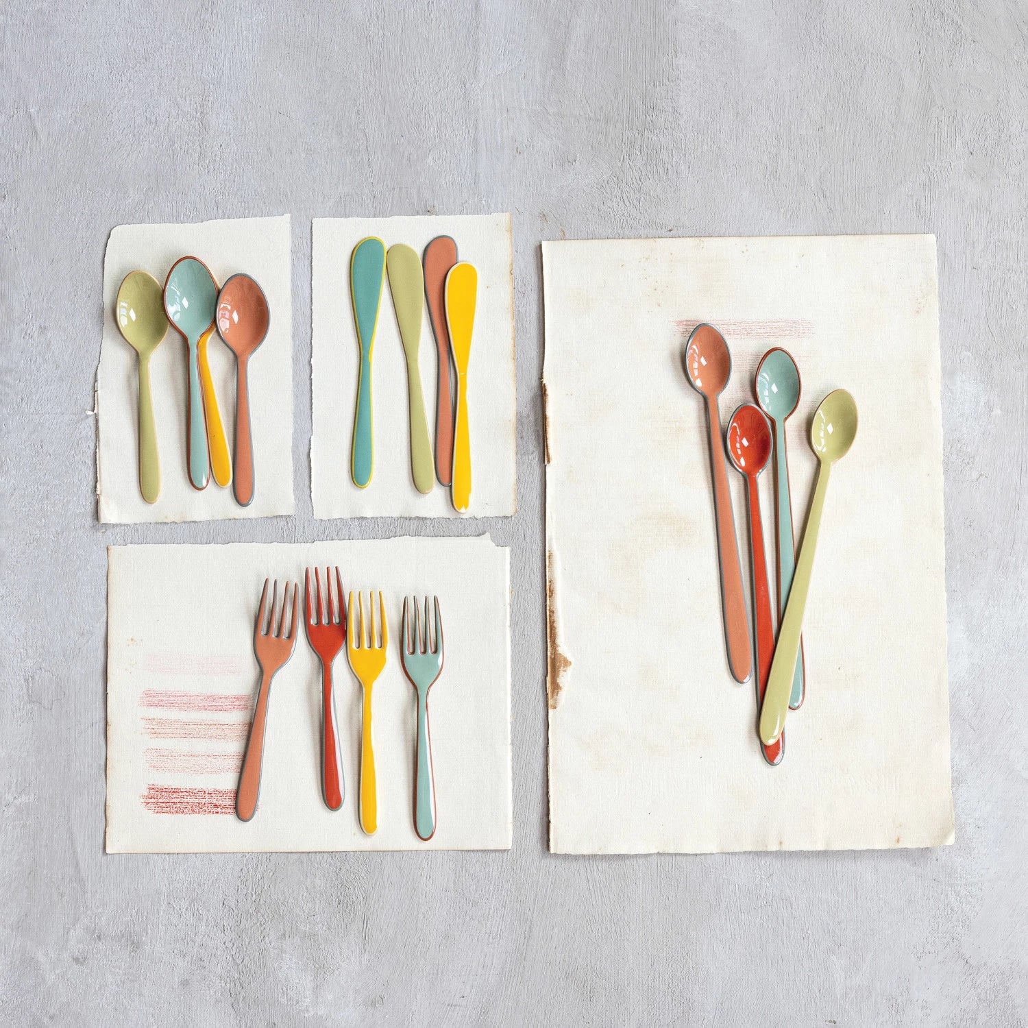 Enameled Stainless Steel Canape Knives with Colored Edge