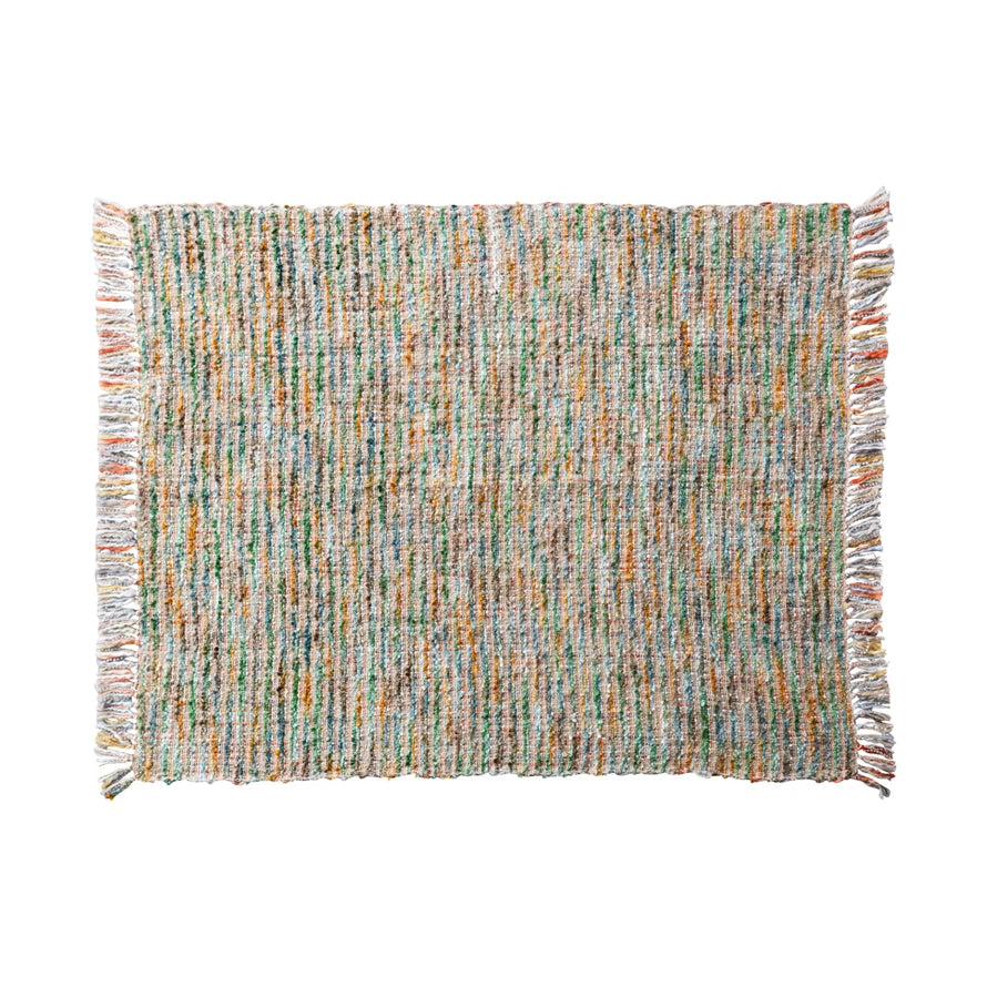 Woven Acrylic Blend Bouclé Throw with Fringe