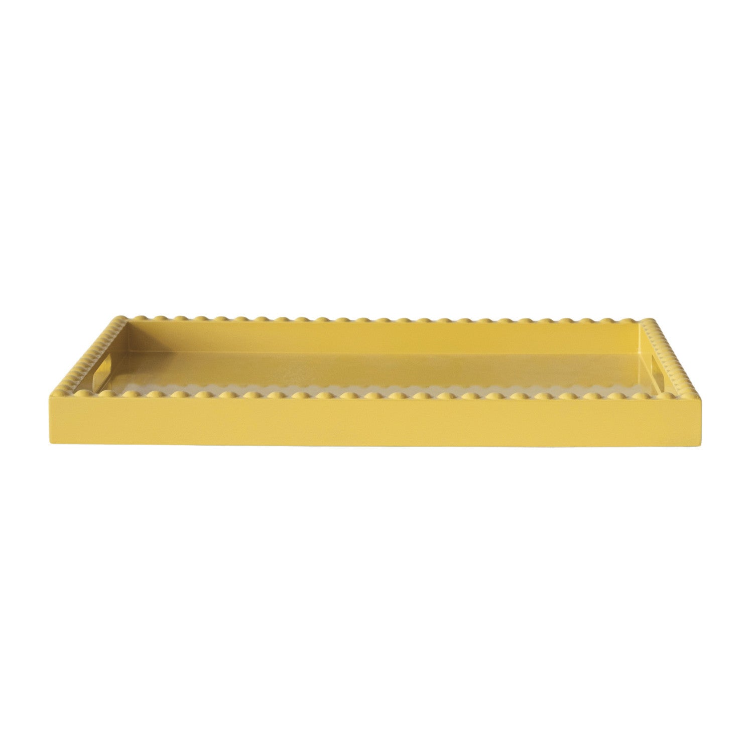 MDF & Rubberwood Lacquered Tray with Hobnail Edge & Handles