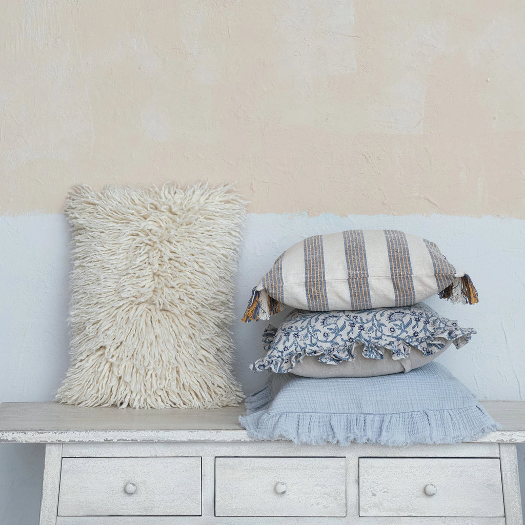 Square Cotton Blend Block Printed Pillow