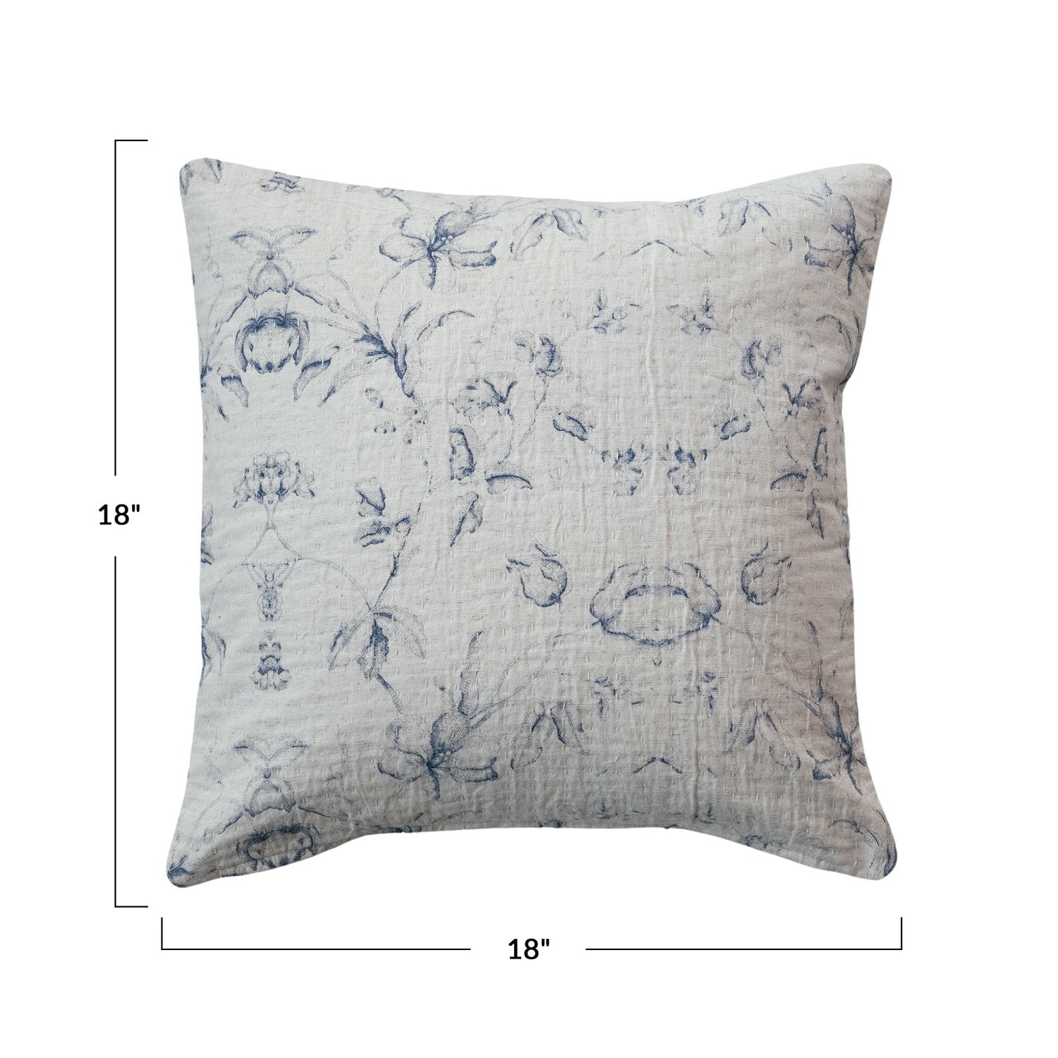 18" Square Cotton & Linen Printed Pillow