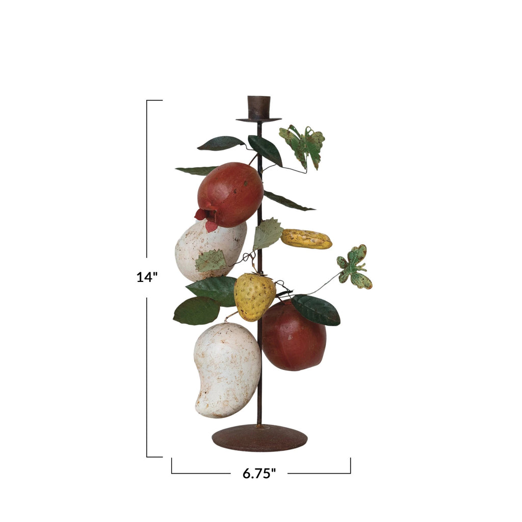 Hand-Painted Metal Vintage Reproduction Toleware Taper Holder