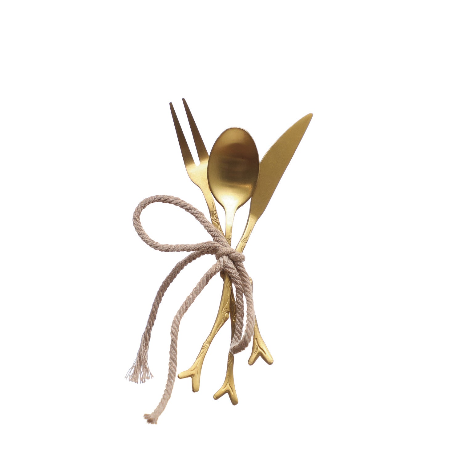 Stainless Steel Appetizer Utensils with Twig Shaped Handles, Set of 3