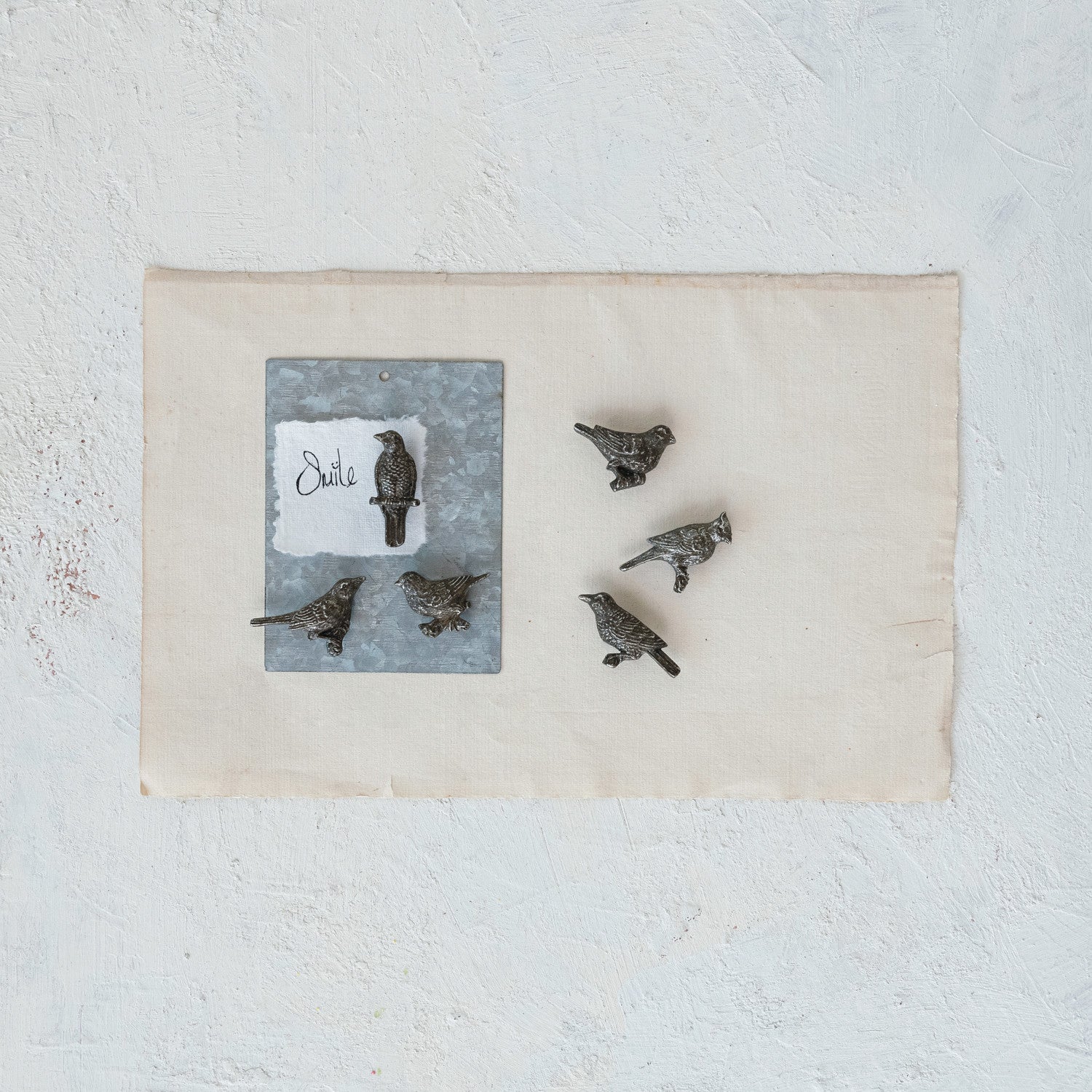 Pewter Bird Magnets on Card, Set of 6