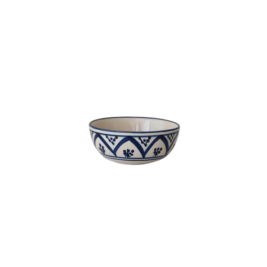 Hand-Painted Stoneware Bowl with Pattern