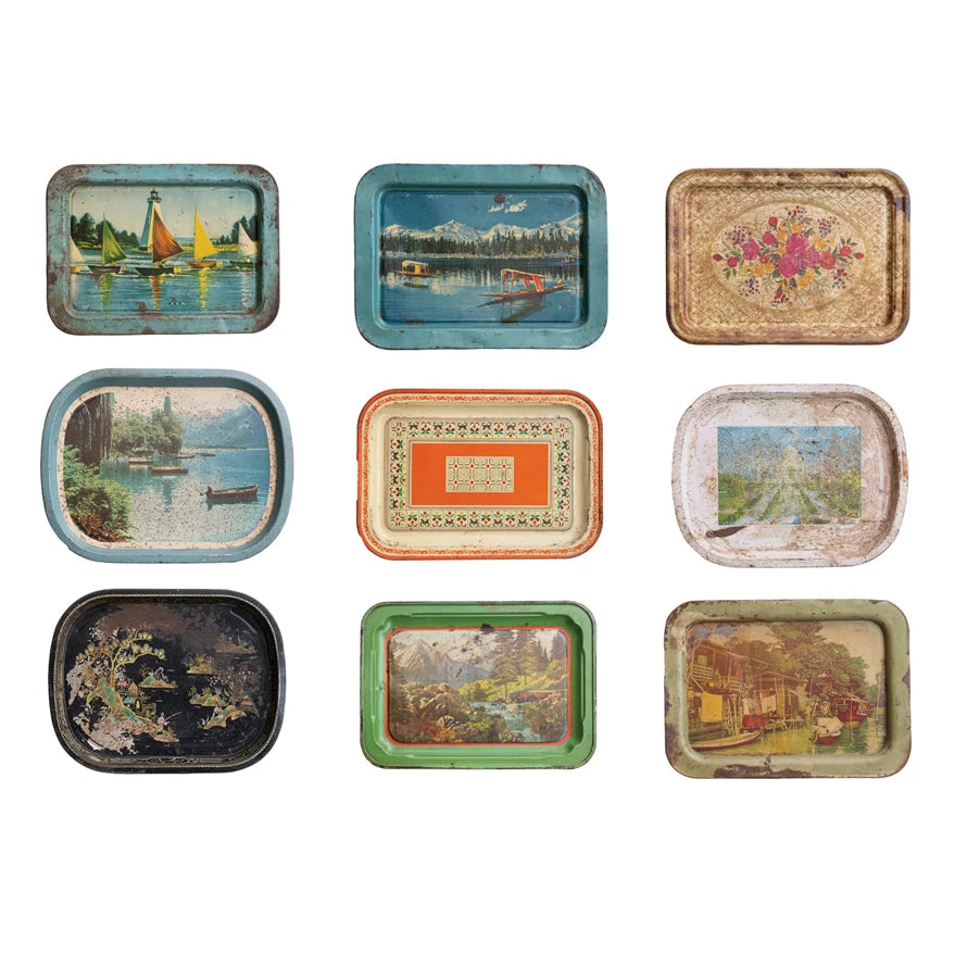 Found Decorative Metal Tray, Heavily Distressed Finish