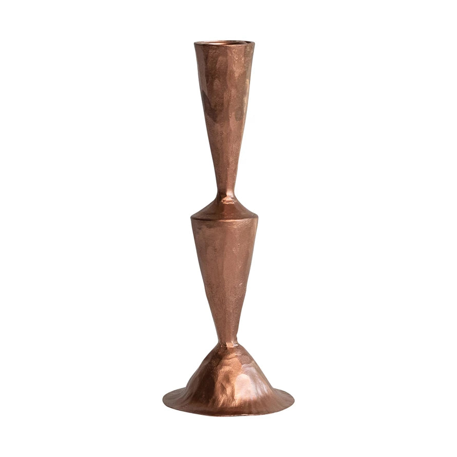 Hand-Forged Cast Iron Taper Holder, Copper Finish