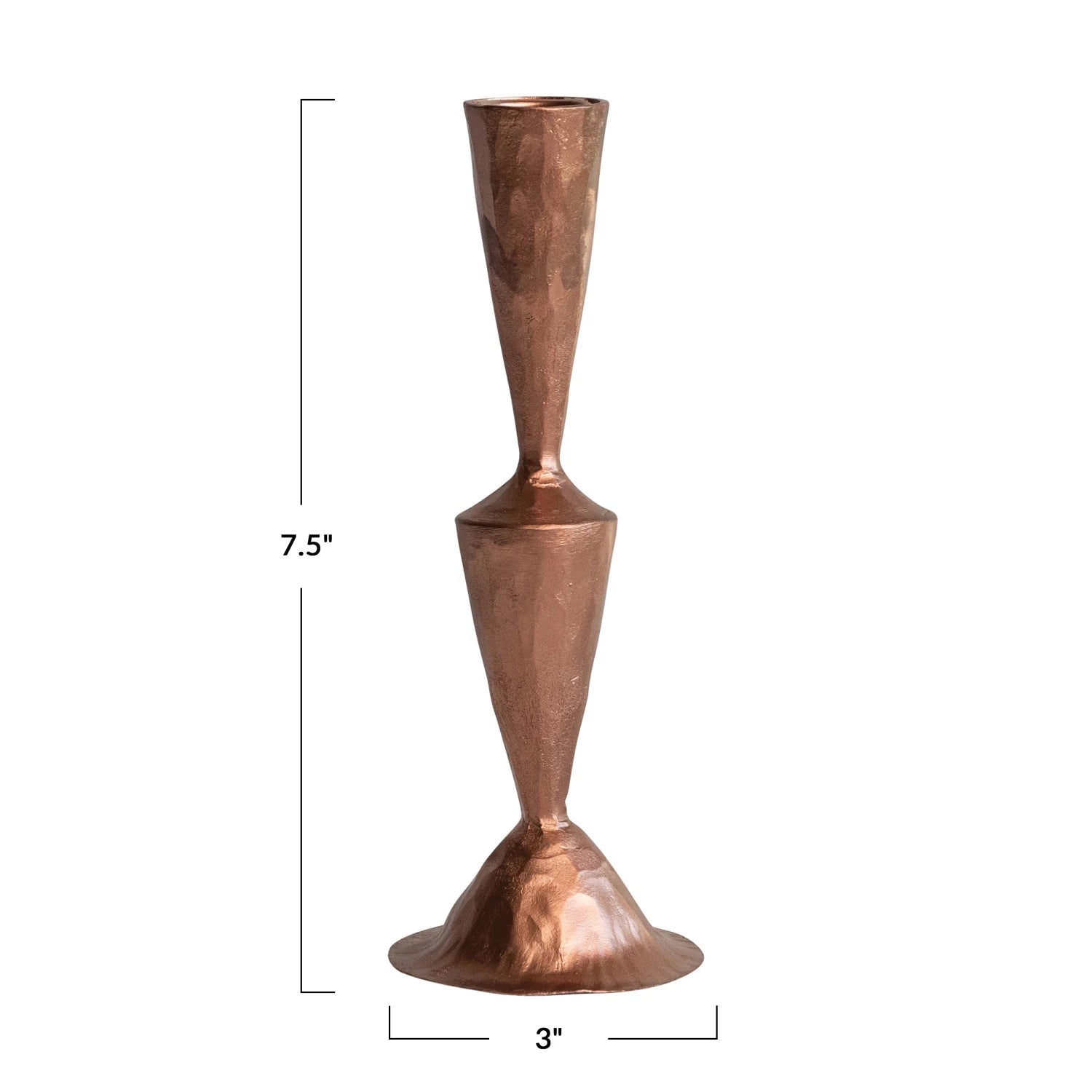 Hand-Forged Cast Iron Taper Holder, Copper Finish