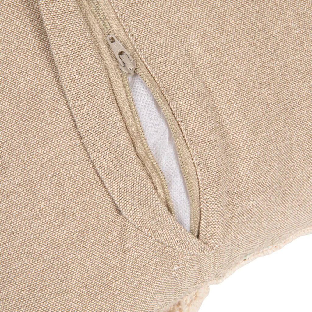 Square Cotton Slub Pillow with Tufted Flowers