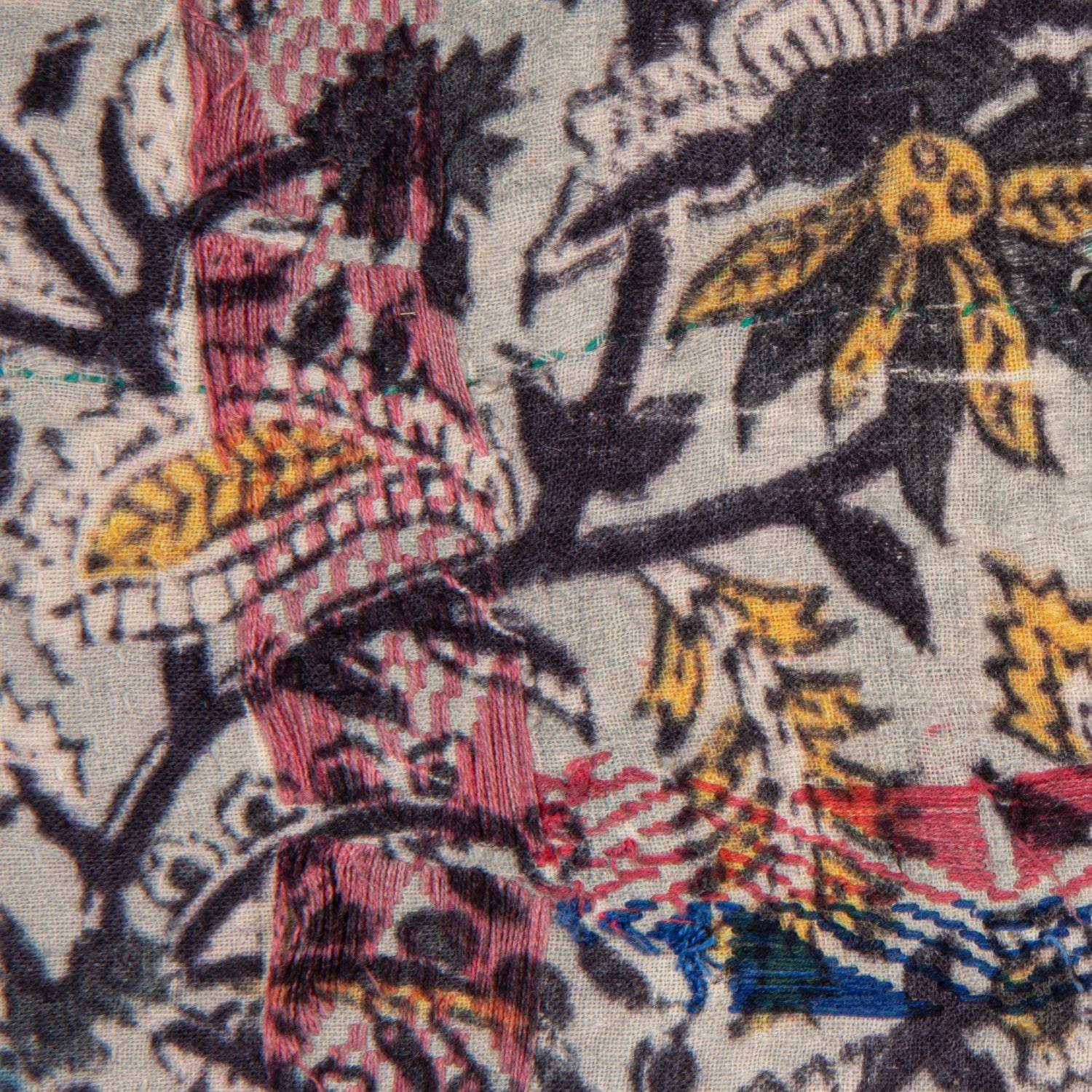 Hand-Embroidered Vintage Rali Quilt Lumbar Pillow (Each Will Vary)