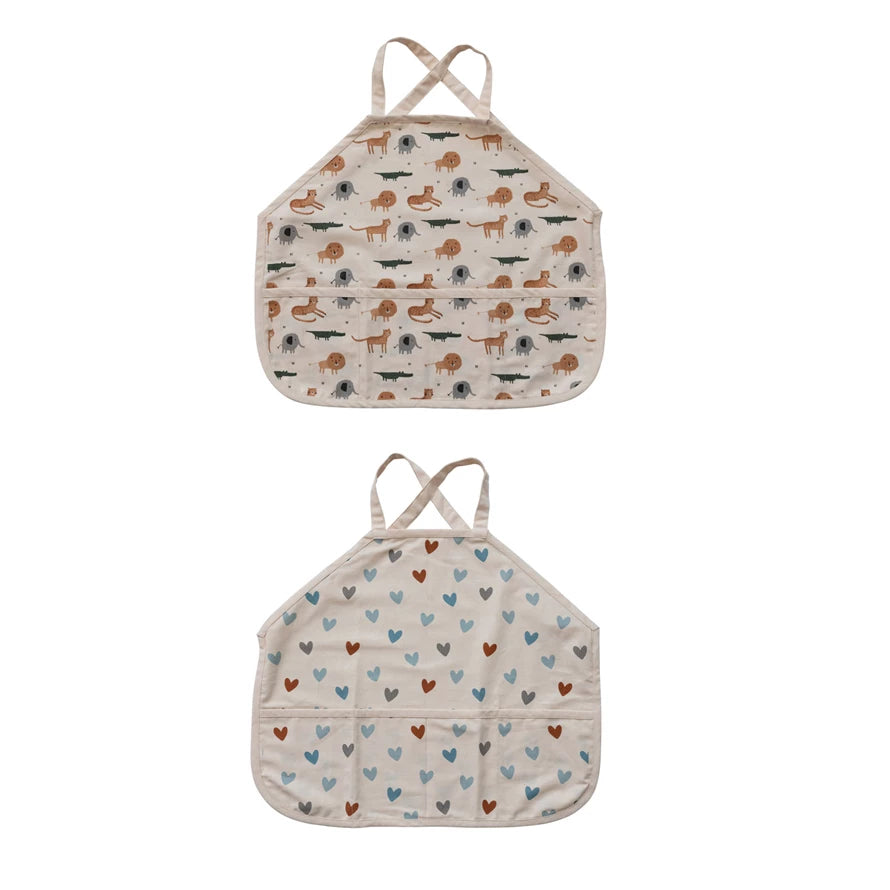 Cotton Cross Back Printed Child Apron with 3 Pockets