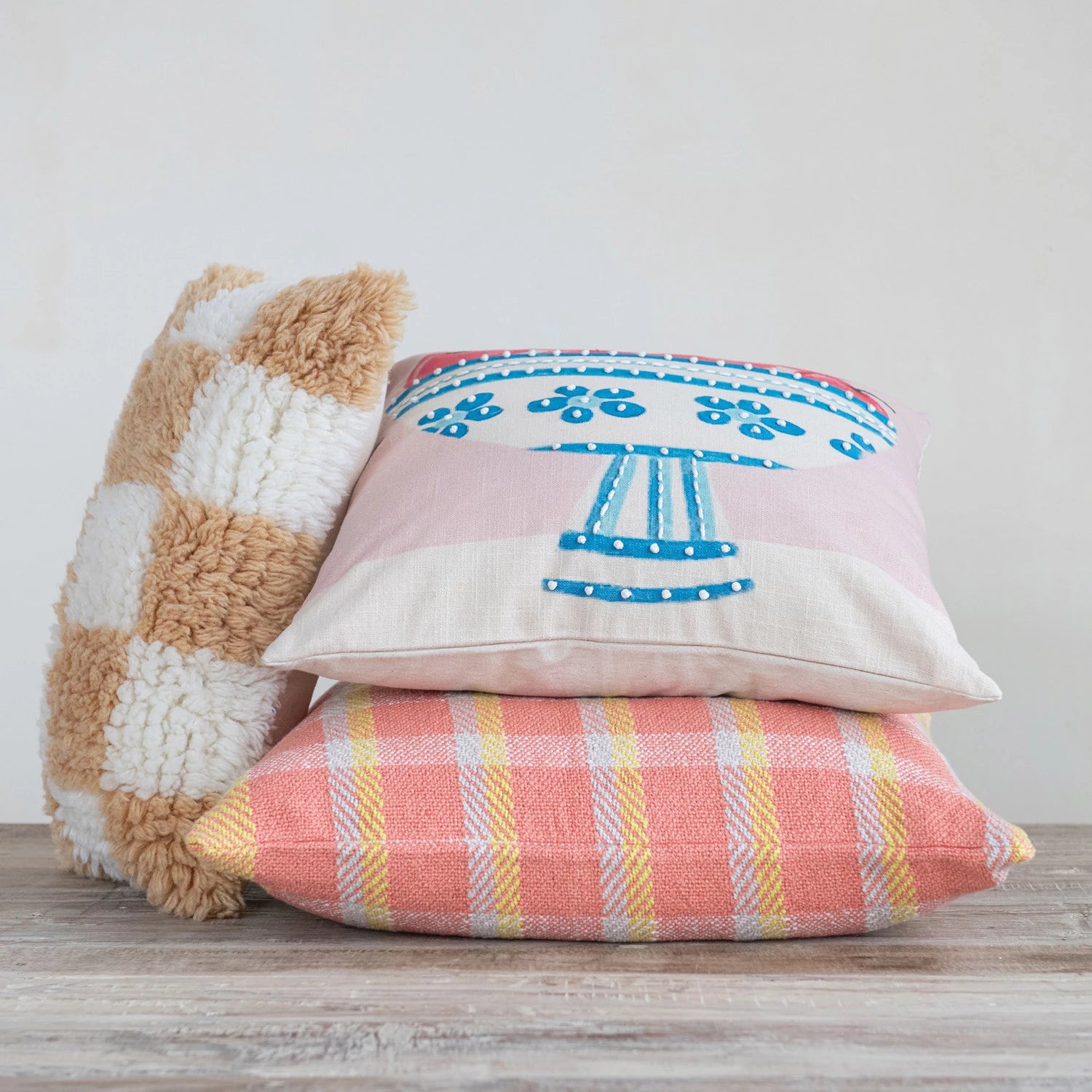 Square Woven Recycled Cotton Pillow Plaid