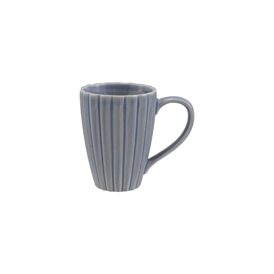 14 oz. Stoneware Ribbed Mug, Reactive Glaze