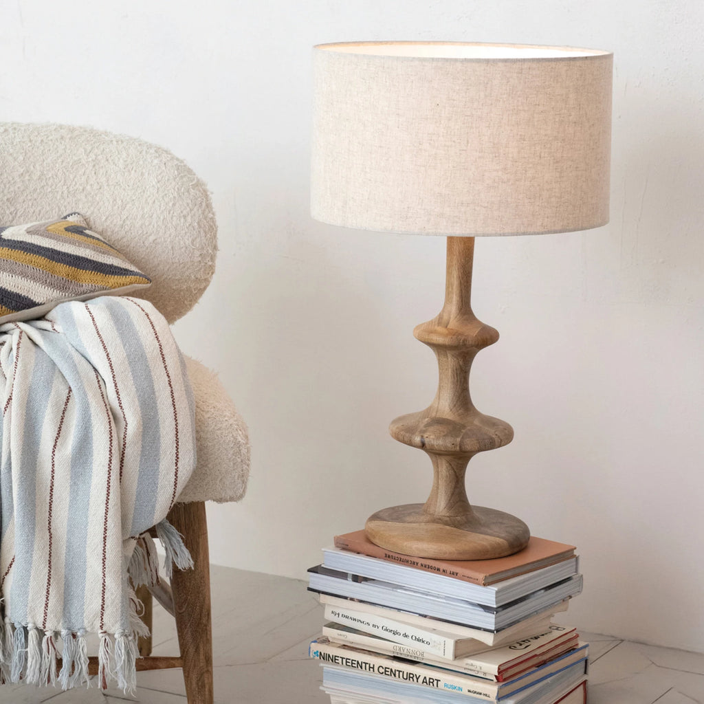 Woven Recycled Cotton Blend Striped Throw with Fringe